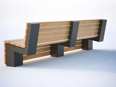 Bench with wooden panels 3D model