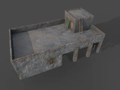 Concrete Village House Low-poly 3D model