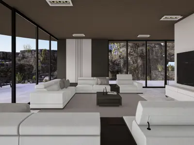 Modern Minimalist Amorphous Villa Complete Lumion Scene 3D model