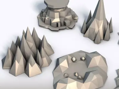 Mountains Low Poly 6 Models 3D model