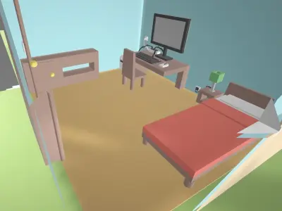 Bedroom room escape Low-poly 3D model