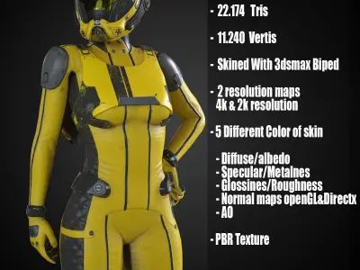 FX01 Female Sci-Fi Suit Low-poly 3D model