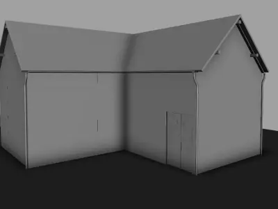 Set of 11 modular house for Game Low-poly 3D model