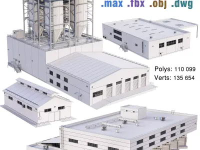 Industrial Buildings Collection Low-poly 3D model