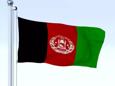 Animated Afghanistan Flag Low-poly 3D model
