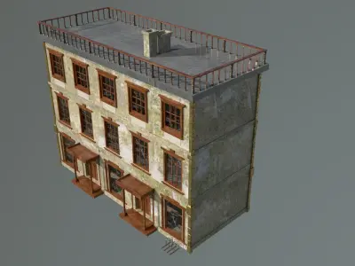 laos Game Building 4 european style  Low-poly 3D model