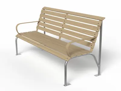 Realistic Park Bench Low-poly 3D model