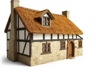Rustic Cottage Model Pack with PBR Textures Low-poly 3D model