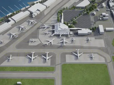 Genoa - Cristoforo Colombo Airport - GOA Low-poly 3D model
