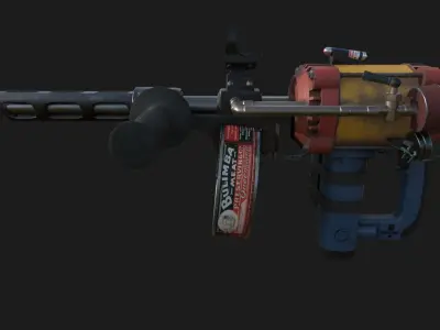 Postapocalyptic Machine Gun Low-poly 3D model