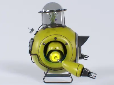 Planting Robot Sci-Fi Fantasy Character Low-poly 3D model