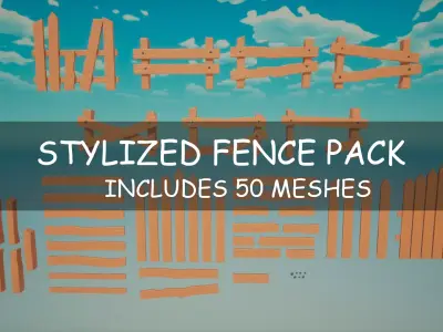 Stylized Wooden Fence Pack - 3D Game Asset Low-poly 3D model