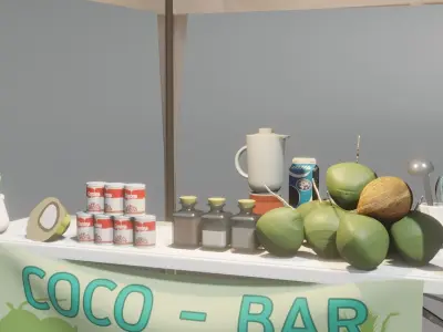 COCONUT-SHOP stand with food and drinks 3D model