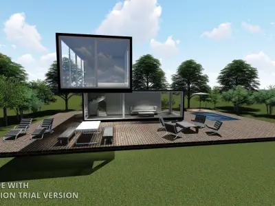 Ddublex t shape house 3D model