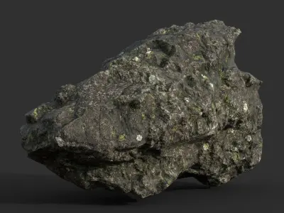 Low poly Damaged Lichen Rock 190907 Low-poly 3D model