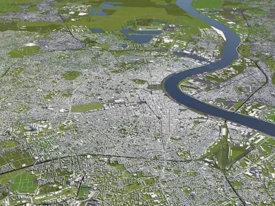 Bordeaux France 50x50km 3D City Map 3D model