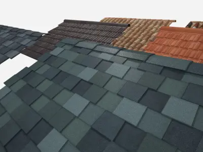 Roof Shingles pack 6 different types around the wolrd Low-poly 3D model