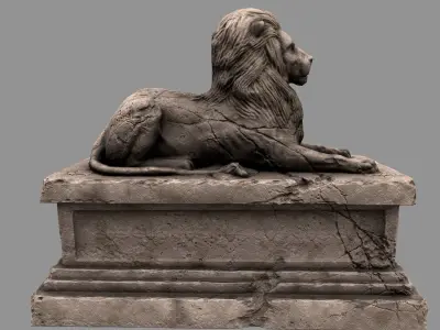 Lion Statue 20 Low-poly 3D model