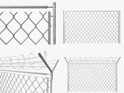  Chain Link Wire Fence 3D model