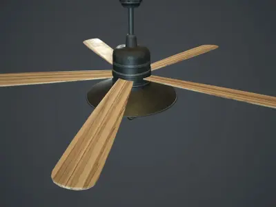 Retro Ceiling Fan With Lamp PBR Gamre Ready Low-poly 3D model