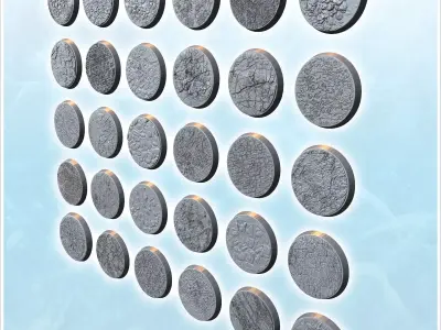 Set of 29 round bases 2 - Modern WW2 WW1 World War Diaroma Warga 3D print model