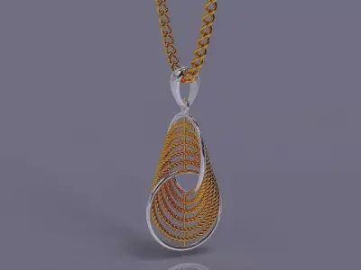 Dynamic Spiral Rope necklace with Geometric Texture  3D print model