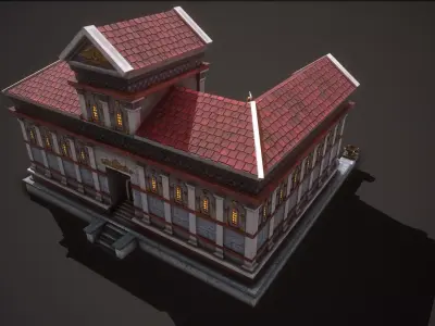 Roman Greek Military Academy Low-poly 3D model