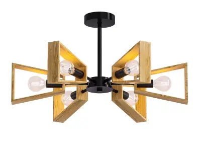 KLARK light fixture with wooden frames and bulbs 3D model