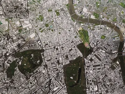 London Low-poly city of from space 3D model