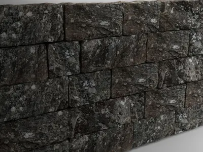High Poly Natural Stone Wall 3D model