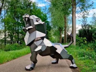 Welding Project Plans Drawings Lion DXF PDF 3D model