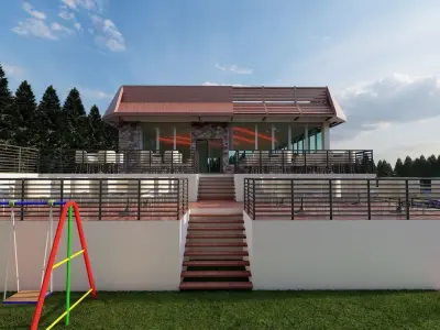 Go-Kart restaurant with outdoor seating 3D model