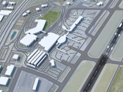 Boise Airport 10km Low-poly 3D model