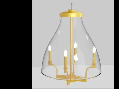 Chandeliers glass pendant light with three candle holders 3D model