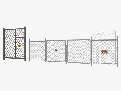 Guard Building and Wire Fence 3D model