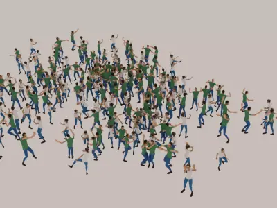 Animated Crowd Dancing Low Poly Low-poly 3D model