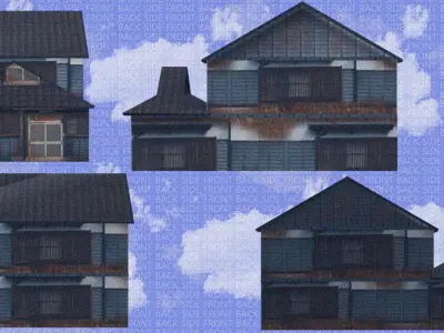 5 Traditional Japanease House Pack Low-poly 3D model