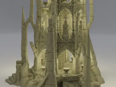 Ruined Altar Tabletop Terrain 28 MM 3D print model