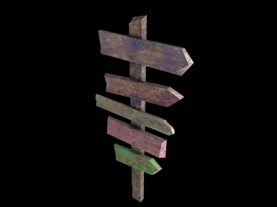 Colored Signpost Low-poly 3D model