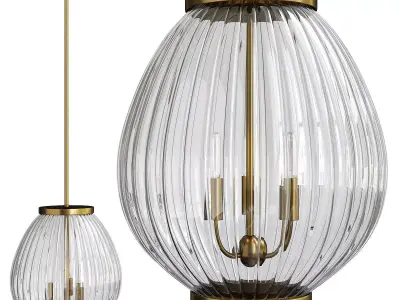 Welles 3 Light Pendant in Warm Brass Low-poly 3D model