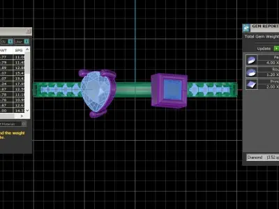 Open End Light Weight Band Princess Pear stone Ring 3D print model