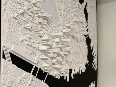 3D Boston 3D Map 3D City Art Landmark Boston Skyline 3D Art 3D print model