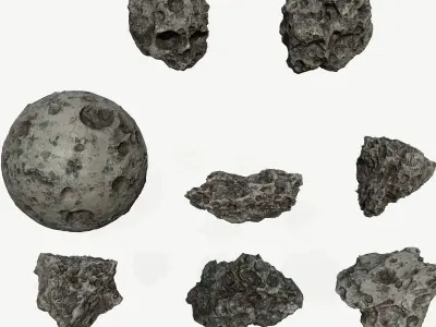 Asteroid Set rock Low-poly 3D model
