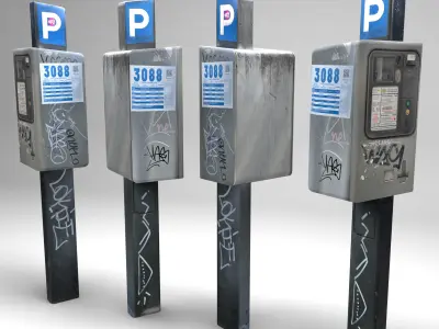 Parking meters Low-poly 3D model