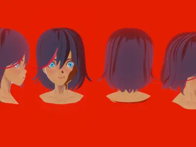 Hair Pack 10 Models  Low-poly 3D model