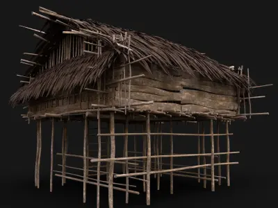  NEXTGEN TRIBAL JUNGLE PRIMAL HUT HOUSE REED TREE SURVIVAL Low-poly 3D model