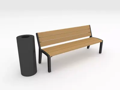 Bench Park 31 Low-poly 3D model