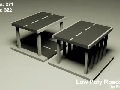 Roads Low-Poly pack Low-poly 3D model