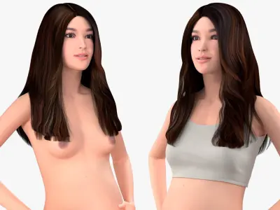  Asian Pregnant Woman with Yoga Equipment Collection 