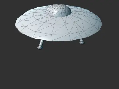 Low Poly UFO spaceship with lights Low-poly 3D model